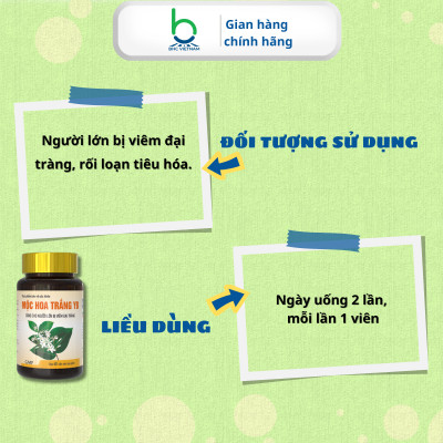 Viên Uống MỘC HOA TRẮNG YB Hỗ Trợ Rối Loạn Tiêu Hóa, Viêm Đại Tràng - Lọ 60 viên