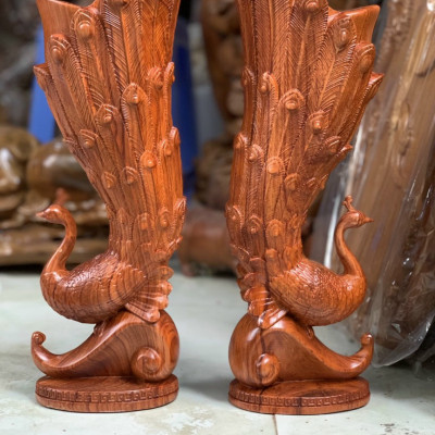 Cặp chim công cắm hoa ,tranh trí nghệ thuật kt cao 30×12×10cm