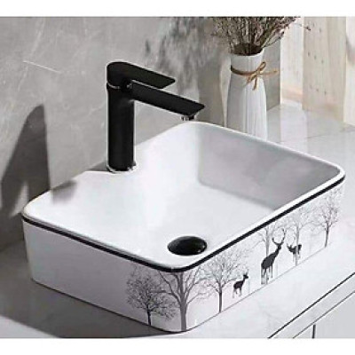 CHẬU RỬA MẶT, LAVABO đặt bàn nhập khẩu cao cấp chính hãng GROVES hình Hươu Nai lộc phát 8137F