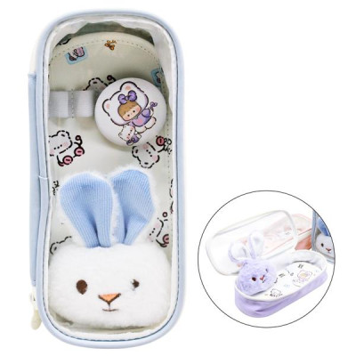 Bóp Viết Trong Suốt Thỏ Tai Dài - Shunde 9122 - Màu Xanh Dương