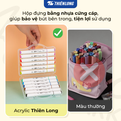 Bút sơn/ Bút lông 12/24/36 màu - Acrylic Markers 2 đầu ngòi ThiênLong Colokit - Màu sắc tươi sáng Trang trí đa chất liệu