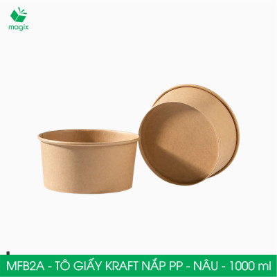 MFB2A - 1000ml - 50 Tô giấy kraft nâu nắp PP - Bát giấy đựng thực phẩm