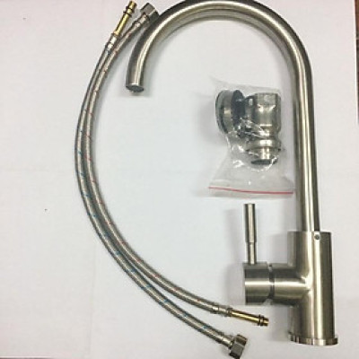 Vòi chậu rửa bát nóng, lạnh Inox sus 304 cắm chậu+2 Dây cấp