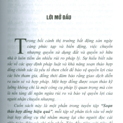 Soạn Thảo Hợp Đồng Hiệu Quả - Tuyển Tập Hợp Đồng Chuyển Nhượng Quyền Sử Dụng Đất, Quyền Sở Hữu Nhà Ở Góc Nhìn Bên Nhận Chuyển Nhượng 