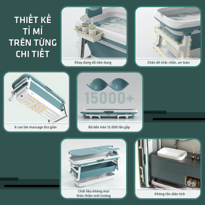 Bồn Tắm Bể Bơi Nhựa Xếp Gấp Gọn Xông Hơi Xông Khô Spa Phiên Bản Mới 149cm 132cm Trẻ Em Người Lớn