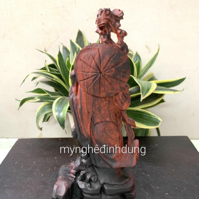 Tượng đạt ma sư tổ bằng gỗ trắc đỏ đen kt cao 20cm  