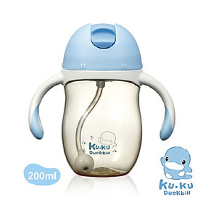 BÌNH UỐNG NƯỚC ỐNG HÚT CÓ TAY CẦM KUKU NHỰA PPSU KU5486 - 200ML