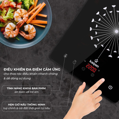 Bếp điện từ đơn Kalpen IK1 công suất 2200W tặng Nồi lẩu Inox 30cm, bảo hành 2 năm - Hàng chính hãng
