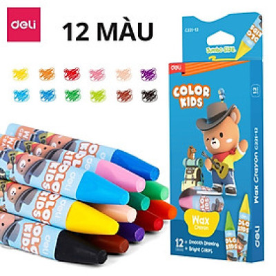 Màu sáp dầu học sinh Colorkids 12/24 màu Deli- Sáp màu dầu siêu mịn, màu sắc tươi sáng, an toàn ít mùi, tô màu mỹ thuật