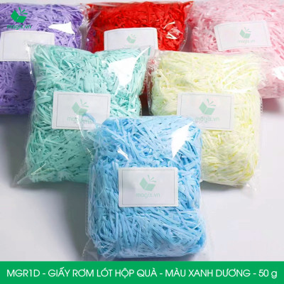 MGR1D - 50g Giấy rơm lót hộp quà màu xanh dương - Giấy sợi rơm trang trí - Giấy vụn chống sốc