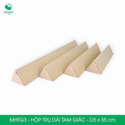 MHTG3 - D5x55 cm - 10 Hộp trụ dài tam giác thay thế ống giấy - Hộp carton đóng gói hàng