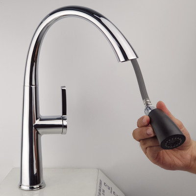 Vòi rửa chén nóng lạnh, dây kéo 2 chế độ Eurolife EL-KM07 (Trắng bạc)