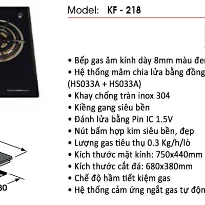 Bếp gas âm đôi KAFF KF-218 - Hàng chính hãng