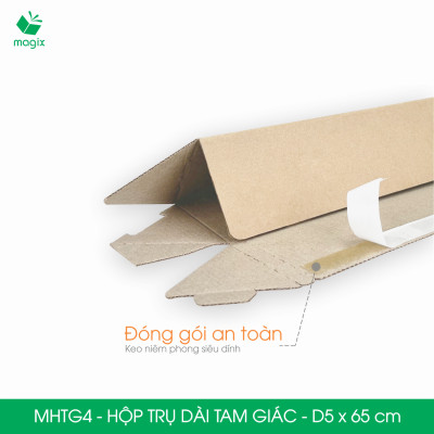 MHTG4 - D5x65 cm - 60 Hộp trụ dài tam giác thay thế ống giấy - Hộp carton đóng gói hàng