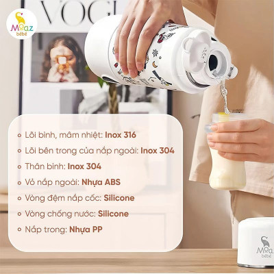 Bình đun và hâm nước cầm tay Moazbebe MB058 Plus Universe - dung tích 500ml