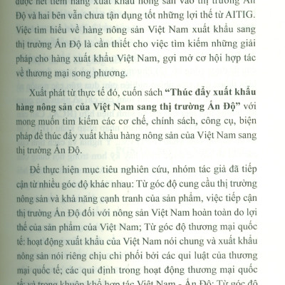 Thúc Đẩy Xuất Khẩu Hàng Nông Sản Của Việt Nam Sang Thị Trường Ấn Độ (Sách chuyên khảo) -  PGS. TS. Nguyễn Xuân Trung chủ biên 