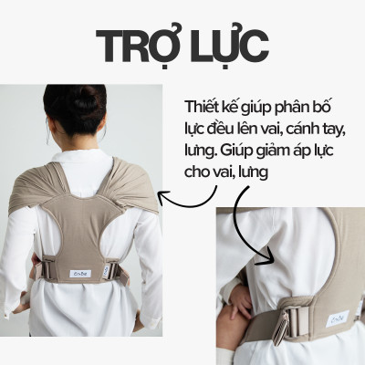 [Thiết Kế Mới - Màu Mocha] Địu Vải Em Bé Sling Baby Sling Nova/Nova Plus Dễ Địu Êm Vai An Toàn Cho Bé 0–24 Tháng