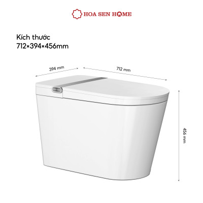 Bồn cầu thông minh TUSLO E002 Luxury lớp phủ men cao cấp, thiết kế bo tròn góc cạnh, công nghệ cảm biến hiện đại - Hoa Sen Home - Hàng chính hãng