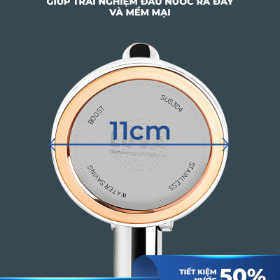 Vòi sen tắm LUVA VS6, bật tắt trên thân sen, bát sen rộng 11cm