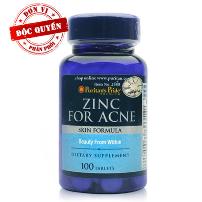 Kẽm hỗ trợ trị mụn, làm đẹp da mụn Puritan
