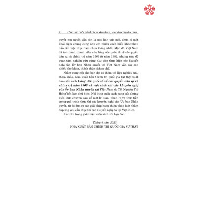 Công ước quốc tế về các quyền dân sự và chính trị năm 1966 và việc thực thi các khuyến nghị của ủy ban nhân quyền tại Việt Nam 