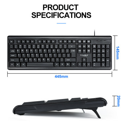 Bàn Phím Văn Phòng T-WOLF T15 USB- Hàng Chính Hãng