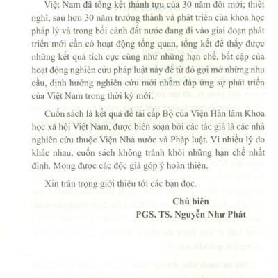 Tổng Quan Tình Hình Nghiên Cứu Về Pháp Luật Ở Việt Nam Trong Hơn 30 Năm Qua