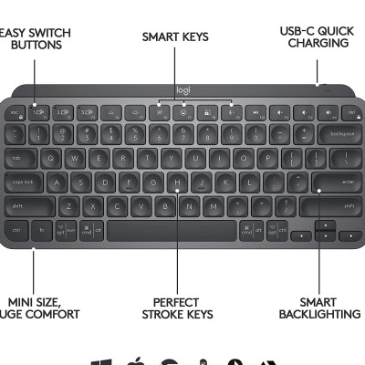 Bàn phím không dây bluetooth Logitech MX Keys Mini - Hàng Chính Hãng