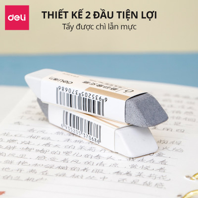 Gôm Tẩy Chì Và Mực 2 Đầu Deli - Tẩy Xóa Sạch Sẽ Ít Vụn Cả Chì Và Mực Bút Bi Bút Gel Hạn Chế Mòn Giấy Học Sinh Văn Phòng