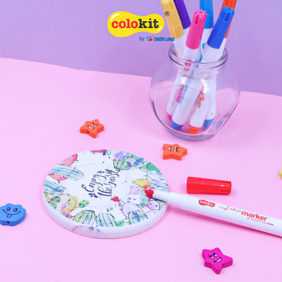 Bút vẽ lên vải 12 màu Fabric Marker Thiên Long Colokit FM-C002