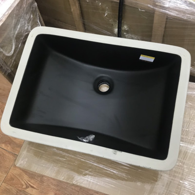 Chậu Lavabo, chậu rửa mặt âm bàn men đen tuyền GRL  groves 1803D, KT: 52x37 cm, đẹp sang trọng huyền bí