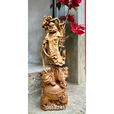 Tượng đạt ma sư tổ bằng gỗ bách xanh kt 60cm 