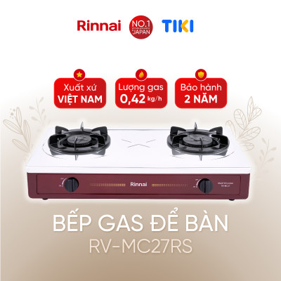 Bếp gas dương Rinnai RV-MC27RS mặt bếp inox và kiềng bếp men - Hàng chính hãng.