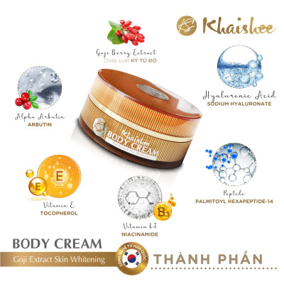 KEM DƯỠNG TRẮNG DA TOÀN THÂN KHAISHEE - chiết xuất Kỷ Tử Đỏ (Goji Berry)150g giúp Cải Thiện Làn Da Xỉn Màu