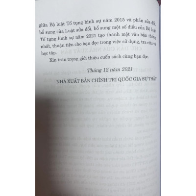 Bộ Luật Tố Tụng Hình Sự Hiện Hành (Sửa Đổi, Bổ Sung 2021)