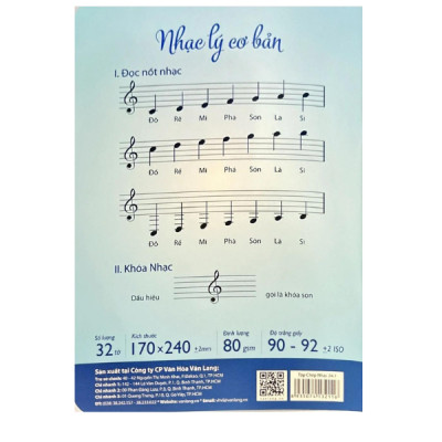 Tập Chép Nhạc - Xanh Dương - 32 Trang - Vanlangbooks