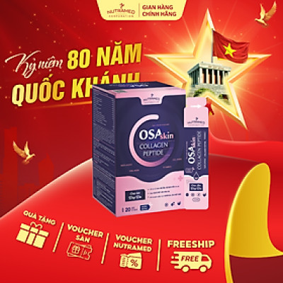 Gói uống Osaskin Collagen Peptide hỗ trợ tăng độ đàn hồi, làm đẹp da, chống lão hoá - Nutramed