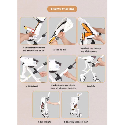 Xe đẩy cho bé 2 chiều có thể gấp gọn linh hoạt，chịu lực trên 50kg ，3 tư thế ngả sâu có giảm sóc cho bé yêu