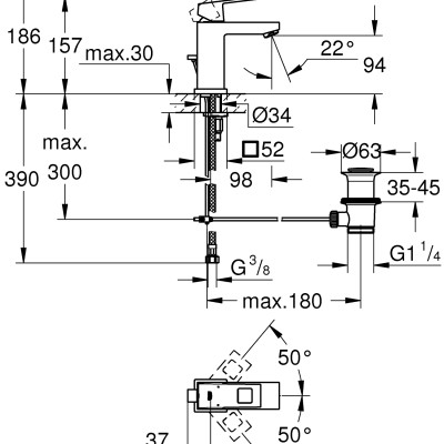 Vòi Chậu GROHE EUROCUBE Size S - 23127000