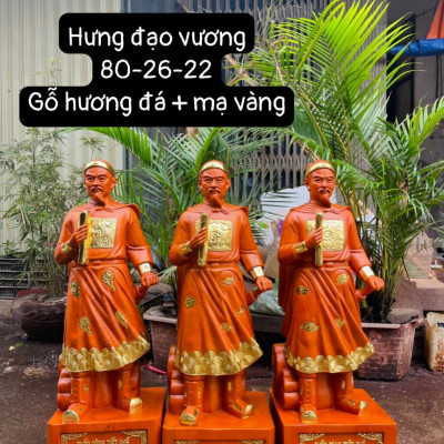 Tượng trần quốc tuấn ,trần hưng đạo vương bằng gỗ hương đá kt cao 80×26×22cm