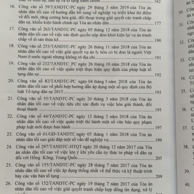 Tổng hợp công văn của Tòa án nhân dân tối cao, hướng dẫn nghiệp vụ, giải đáp vướng mắc trong lĩnh vực dân sự, tố tụng dân sự