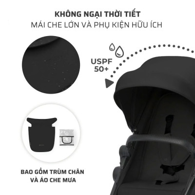 Bộ xe đẩy 3in1 Kinderkradt Newly cho bé từ 0 tháng tuổi đến 22kg - Hàng Chính hãng