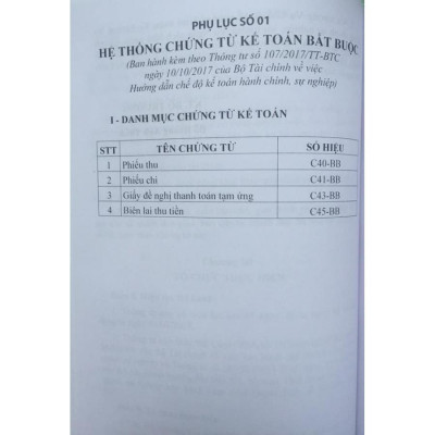 Chế độ kế toán hành chính sự nghiệp (Ban hành theo thông tư 107/2017/TT-BTC ngày 10/10/2017 của Bộ tài chính) 