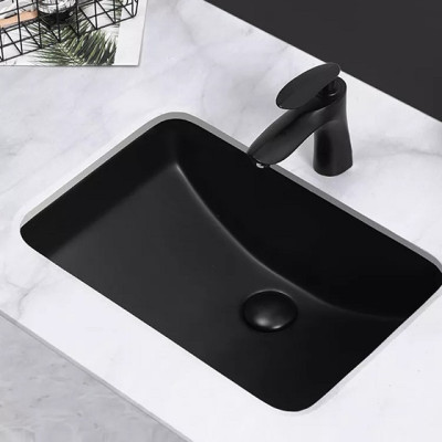 Chậu Lavabo, chậu rửa mặt âm bàn men đen tuyền GRL  groves 1803D, KT: 52x37 cm, đẹp sang trọng huyền bí