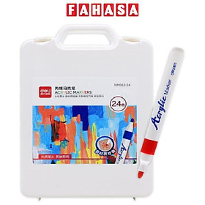 Hộp 24 Bút Màu Acrylic Marker 1 Đầu - Deli HM912-24