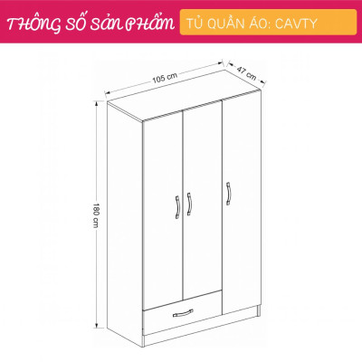 Tủ áo gỗ công nghiệp thiết kế nhỏ gọn SMLIFE Cavty
