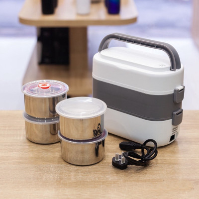 Hộp Cơm Cắm Điện 2 Tầng 4 Ngăn Inox Giữ Nhiệt Hâm Nóng Thức ăn