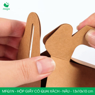 MFQ1N - 13.5x10x10 cm - 60 hộp giấy kraft có quai xách - Hộp đựng bánh ngọt, hộp quà tặng handmade