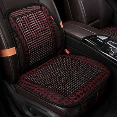 ( Dành Cho ) Bộ Tựa Lưng Lót Ghế Ô Tô Có Hạt Gỗ Massage Hàng Cao Cấp 
