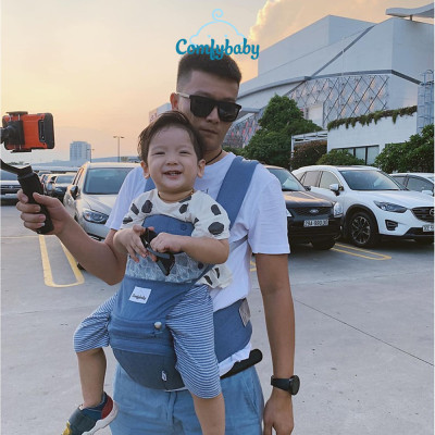 Địu ngồi trẻ em cao cấp siêu mềm - siêu thoáng 4 tư thế Comfybaby CF119HC003 cho bé từ sơ sinh tới 36 tháng có mũ đỡ đầu